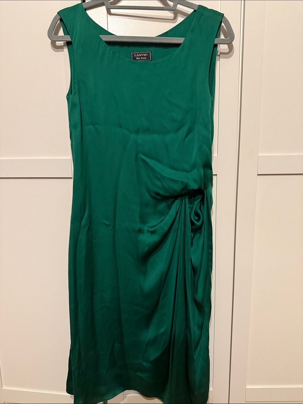 Lanvin Emerald Green Draped Sleeveless Cocktail Dress